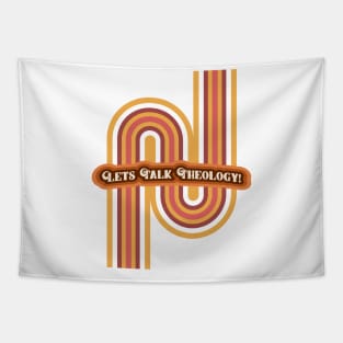 Lets talk Theology Christian retro design Tapestry