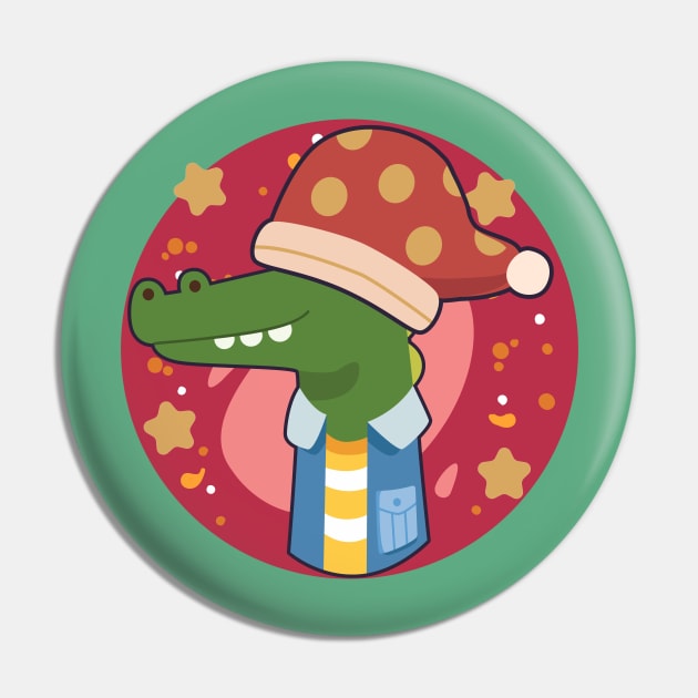 Crocodile Christmas Santa hat Ho Ho Ho Pin by alcoshirts