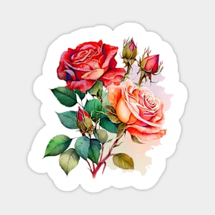 Two Watercolor Roses Magnet