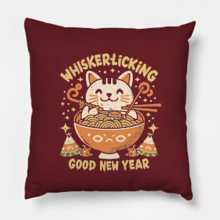 Whisker-Licking Good New Year Pillow