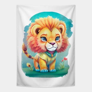 colorful cute lion Tapestry