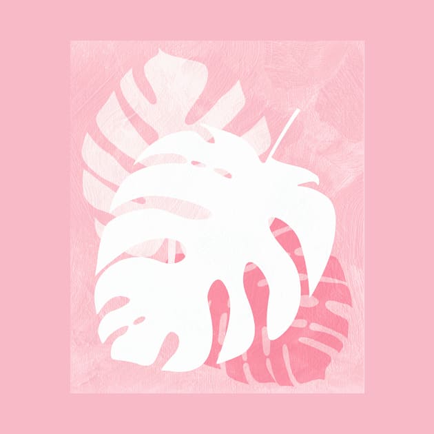 Monstera Leaves In Pink A Modern Botanical Design by LittleBean