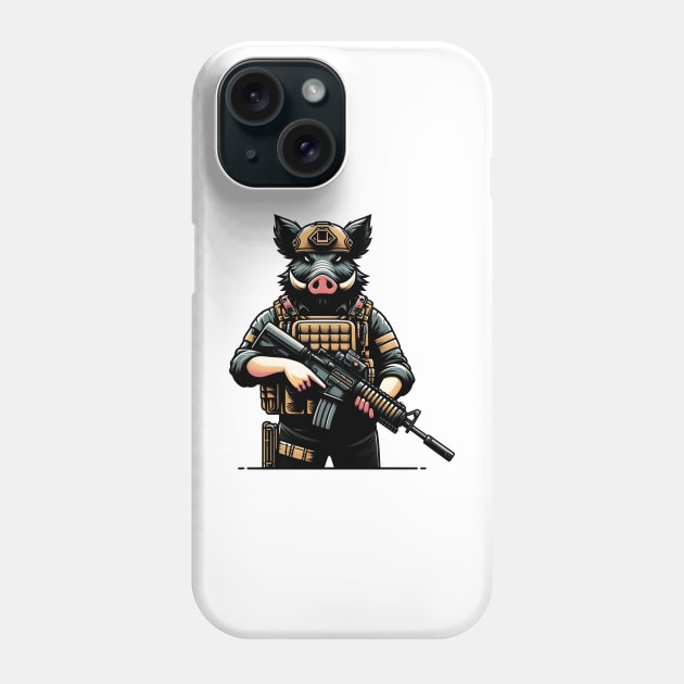 Tactical Wild Boar Adventure Tee Unleash the Beast Within Phone Case by Rawlifegraphic