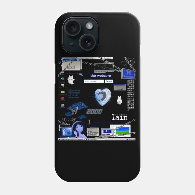 Cybercore World Blue Aesthetic Phone Case by Cyber Cyanide