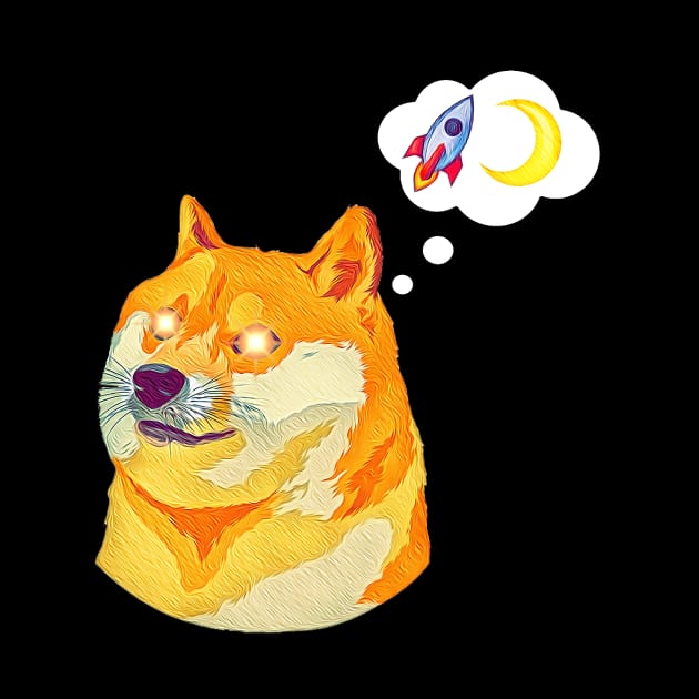 Laser Eyes Doge Shiba Inu To The Moon by DogeArmy