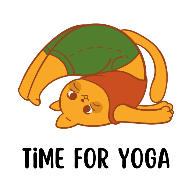 Multicoloured Illustrated Cat Time For Yoga by zwestshops