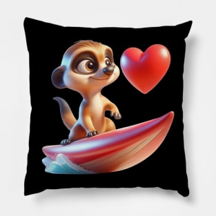 Love Wave Surfer Meerkat – Ocean Heart Adventure Tee Pillow