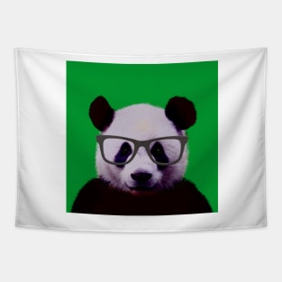 Geeky Nerd Panda in Green Background - Print / Home Decor / Wall Art / Poster / Gift / Birthday / Panda Lover Gift / Animal print Tapestry
