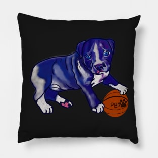 Painting of Blue line pit bull dog basket ball player- cute pitbull in the with it’s pitbull basketball association ball Pillow