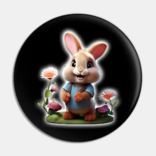 Floral Hopper bunny Pin