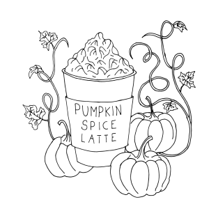 Pumpkin Spice Latte Drink - Black outline only T-Shirt