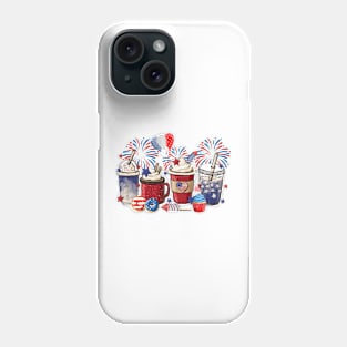 4th of July Coffee Lover Patriotic Ice Cream Red And Blue Phone Case