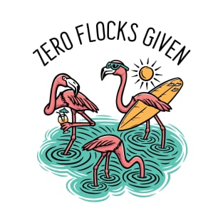 zero flocks given beach surfing flamingos T-Shirt