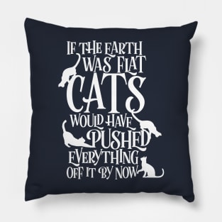 Flat Earth Cat Theory graphic funny earth day t-shirt Pillow