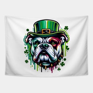 American Bulldog Celebrates Saint Patrick's Day Tapestry