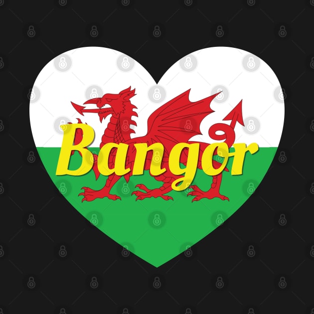 Bangor Wales UK Wales Flag Heart by DPattonPD