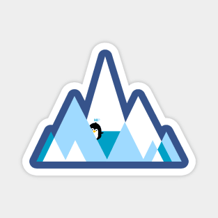 Funny penguin and mountains Magnet