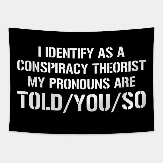 I Identify As A Conspiracy Theorist My Pronouns Are Told You Tapestry by tasnimtees