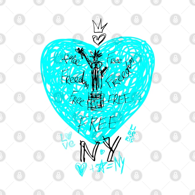 New York, NYC, liberty, freedom. Trendy t-shirt love heart aesthetic stickers by Iraida Bearlala