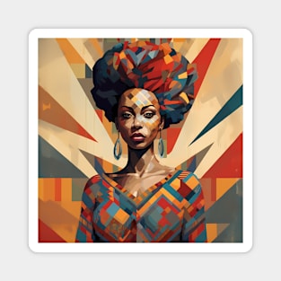 African Woman with Geometric Shapes Colorful Black Pride Magnet