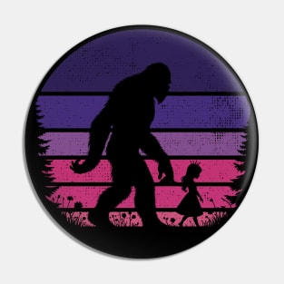 Bigfoot Walking With A Little Princess Sunset Magical Fairytale Girl  Pin