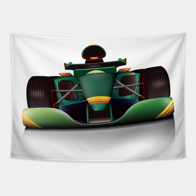 Green Sports Car Tapestry by nickemporium1