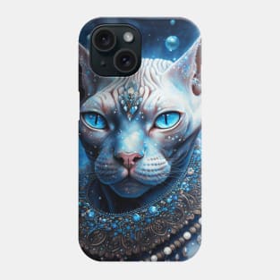 Shiny Blue Sphynx Portrait Phone Case