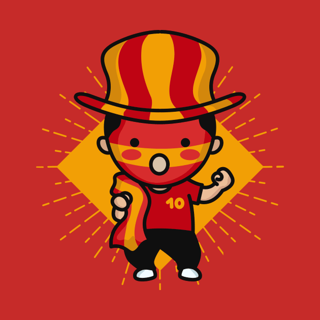 Cute Spanish Football Fan // Kawaii Cute Spain Soccer Supporter by SLAG_Creative