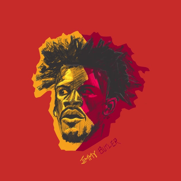 Jimmy Butler Sketch - Real Heat Colors by EBDrawls