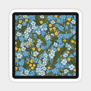 Pretty Forget-me-not Flower Pattern Magnet