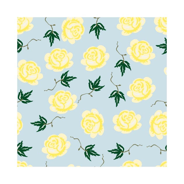 Yellow & Blue Floral Pattern by FloralPatterns