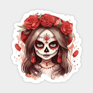 Cute Skull Girl - Halloween Design Magnet