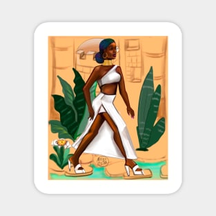 Black woman Striding- Mahagony brown skin girl. The best Gifts for black women 2022 Magnet