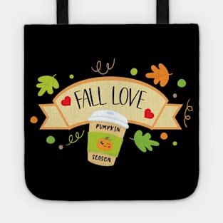 Pumpkin Spice Season Fall Love Autumn Orange Leaves Cute Tote