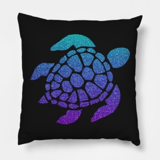 Bright Purple Blue Teal Ombre Faux Glitter Turtle Pillow