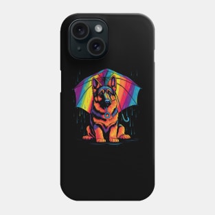 German Shepherd Rainy Day With Umbrella Phone Case