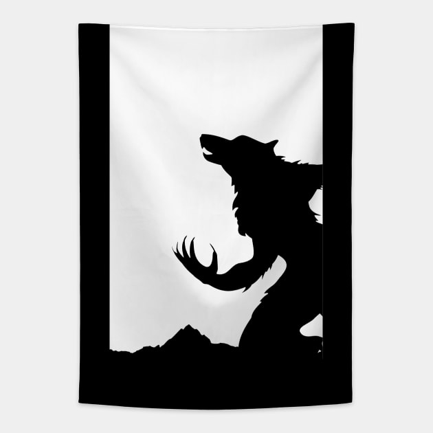 Minimalist Werewolf Design - Werewolf Lover Gift - Werewolf Howling - Werewolves Werewolf hunter Tapestry by ballhard