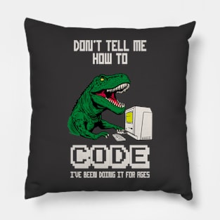 Coder T-Rex Computer Geek Funny Programmer Pillow