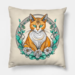 Glamourous Art Nouveau Kitty Pillow