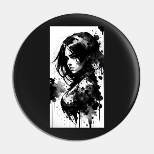 Anime girl in black and white Pin