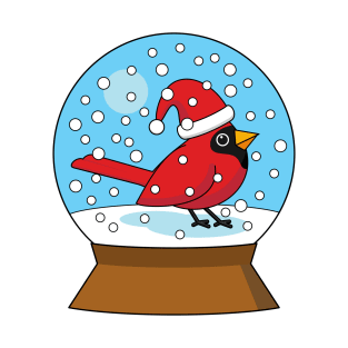 Snow Globe with Cute Red Cardinal T-Shirt