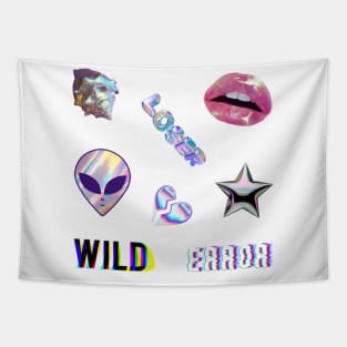 alien loser wild holo pack sticker Tapestry