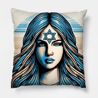 Fierce Jewish Woman with Star of David Pillow