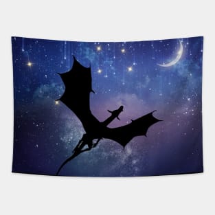 Fantasy | Dragon Silhouette art | Space Galaxy | Starry Night | Geek Gifts Tapestry