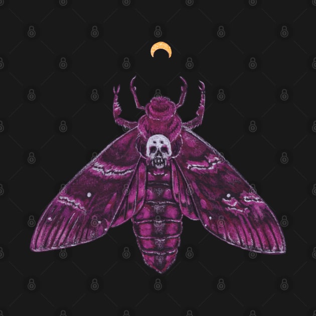 Pink Death Head Moth by Artwork by Jayde Hilliard