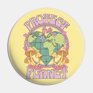 Protect the Planet Retro Earth Day Pin