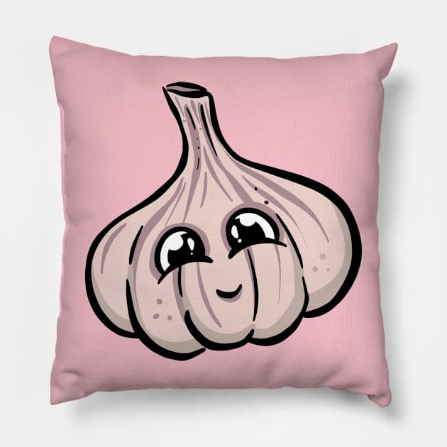 cheeky garlic bulb cartoon chaacter garden tips toons Pillow by Garden Tips Toons