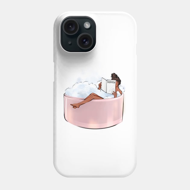 Addicted girl in pink bathtub Phone Case by ArctiumStudio