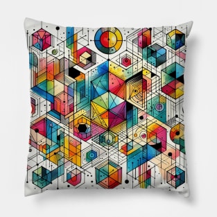 Psychedelic looking abstract illustration geometric shapes Pillow