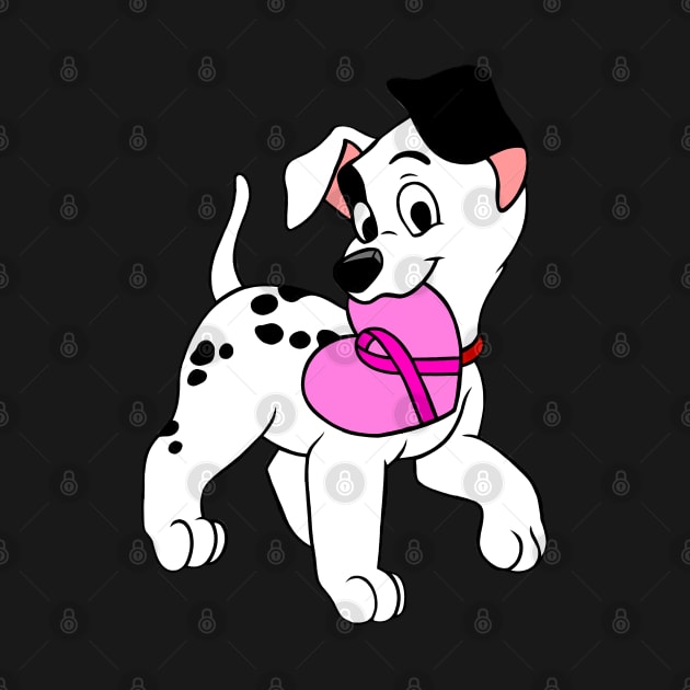 Dalmatian with pink Awareness ribbon by CaitlynConnor